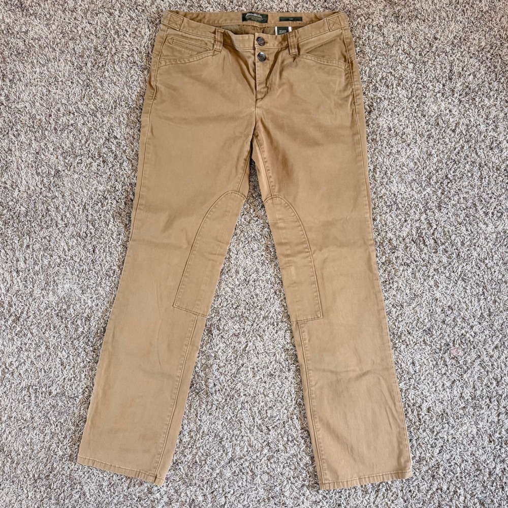 Eddie Bauer Shaw Tan Khaki Equestrian Riding Pants Knee Patch Women 8 7111